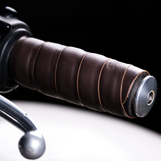 Trip Machine, leather handlebar grip wraps - Dark Brown