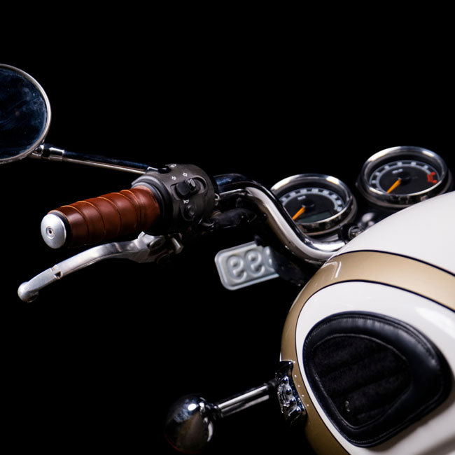 Trip Machine, leather handlebar grip wraps - Dark Tan Cognac