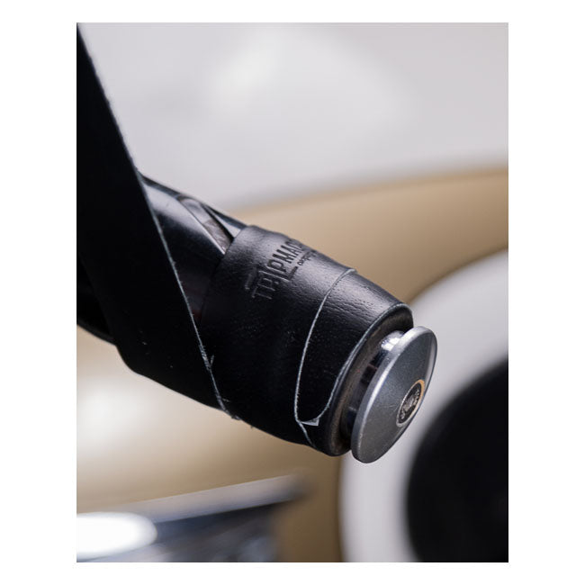 Trip Machine, leather handlebar grip wraps - Black