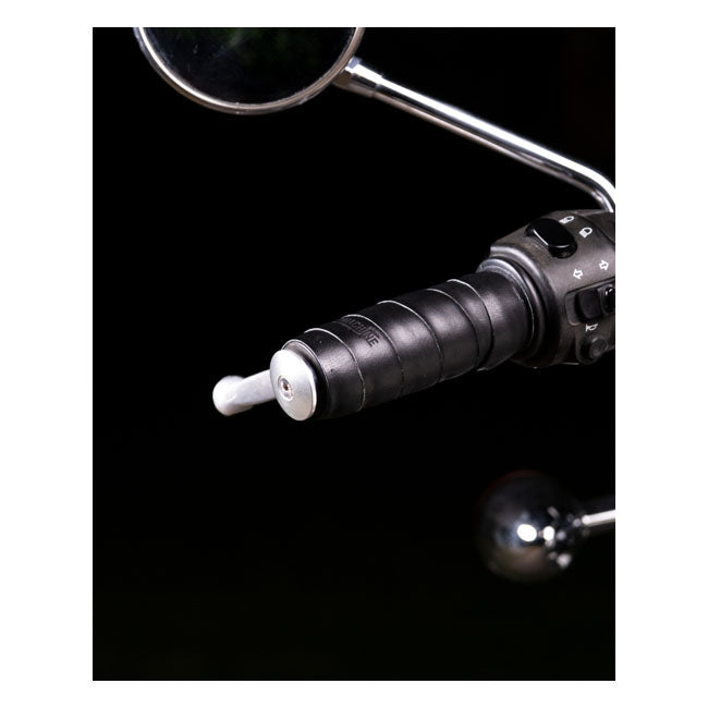 Trip Machine, leather handlebar grip wraps - Black