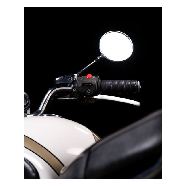 Trip Machine, leather handlebar grip wraps - Black