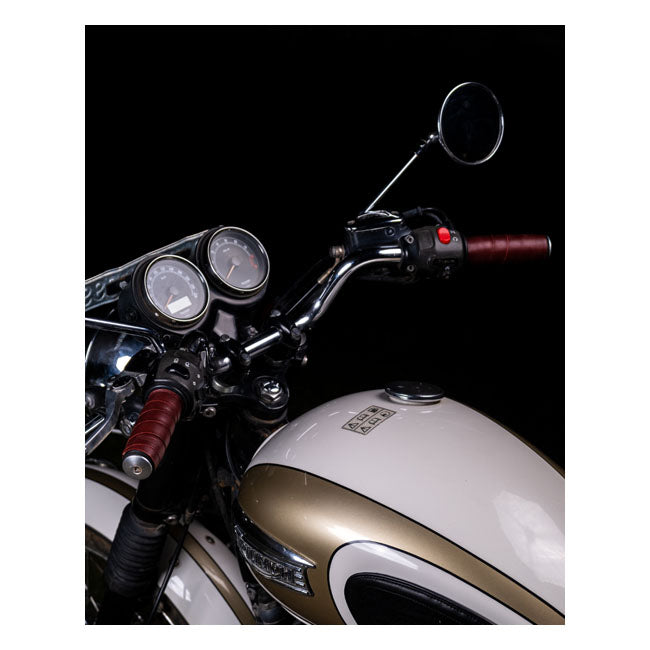 Trip Machine, leather handlebar grip wraps - Cherry