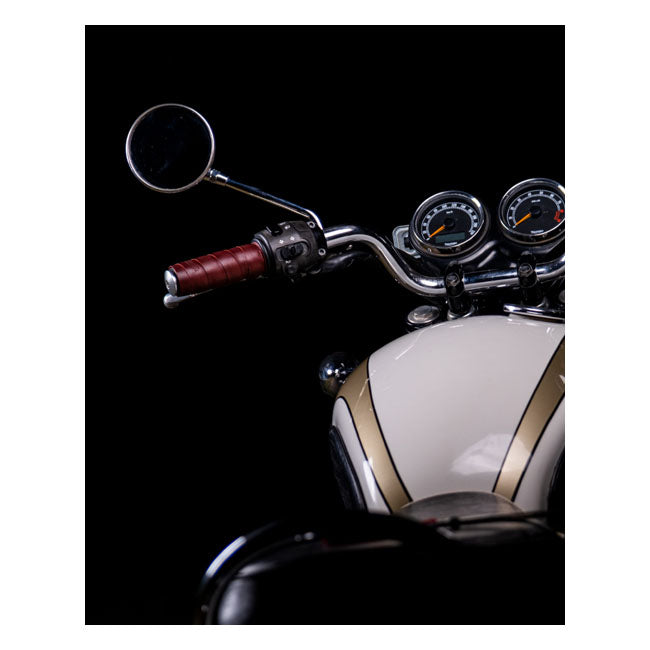 Trip Machine, leather handlebar grip wraps - Cherry