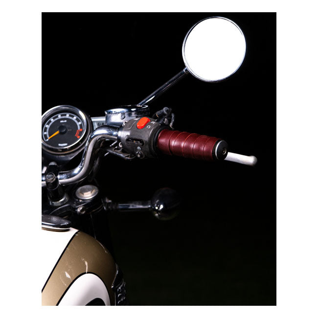 Trip Machine, leather handlebar grip wraps - Cherry