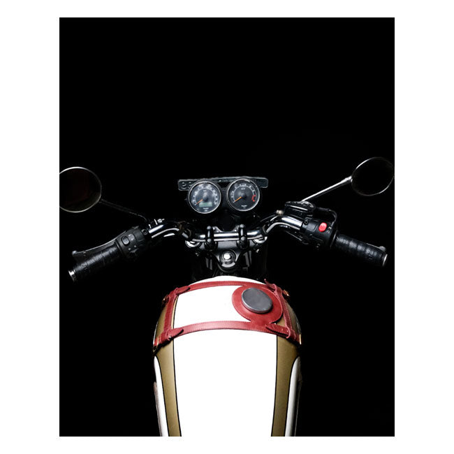 Trip Machine, leather handlebar grip wraps - Black Perorated