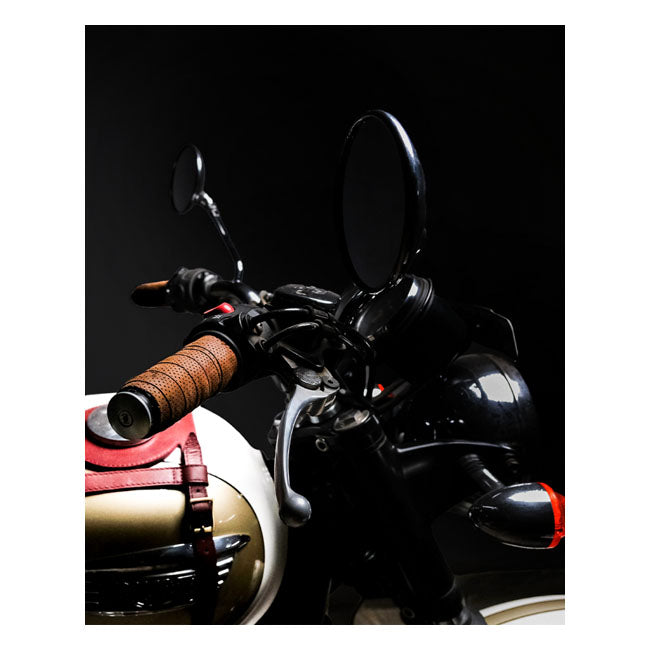 Trip Machine, leather handlebar grip wraps - Tobacco Perorated