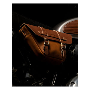 TRIP MACHINE Royal Enfield Interceptor or Continental 650 - TAN Leather Side Panel Bags