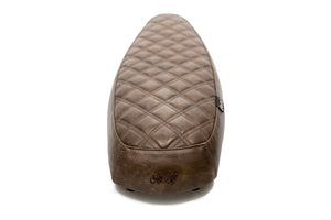 The "Essential" Diamond Stitch. Leather Slim Seat - Brown