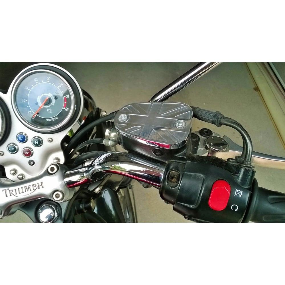 Billet Disc Brake Fluid Reservoir Master Cylinder Cap - Union Jack - Polish