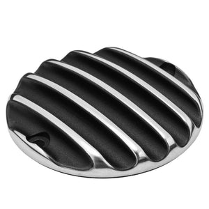 Clutch Badge - Ribbed - Black & Polished contrast