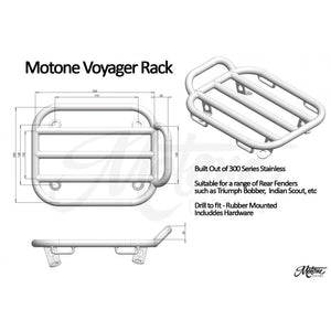 Voyager Rear Rack - for Triumph Bobber/Indian Scout/Harley - Black Powder Coated