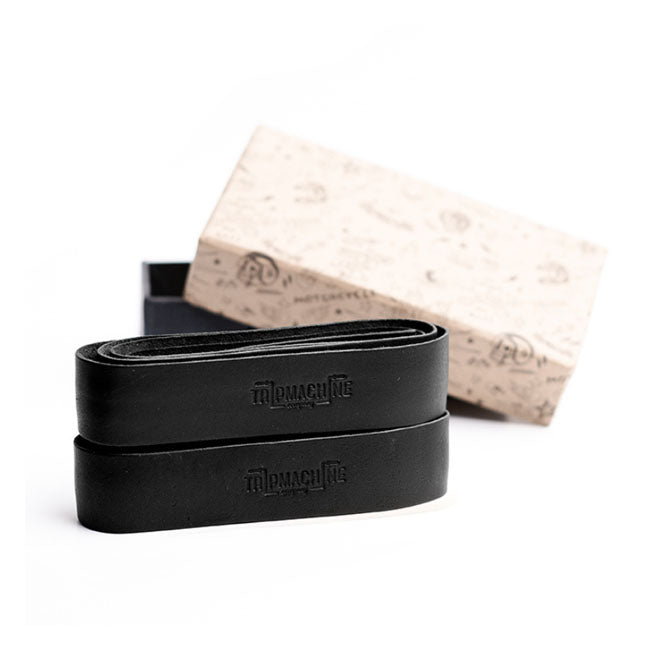 Trip Machine, leather handlebar grip wraps - Black
