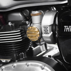 TPS Carb/Throttle Body Cover - Pair - Ribbed/Finned - Brass