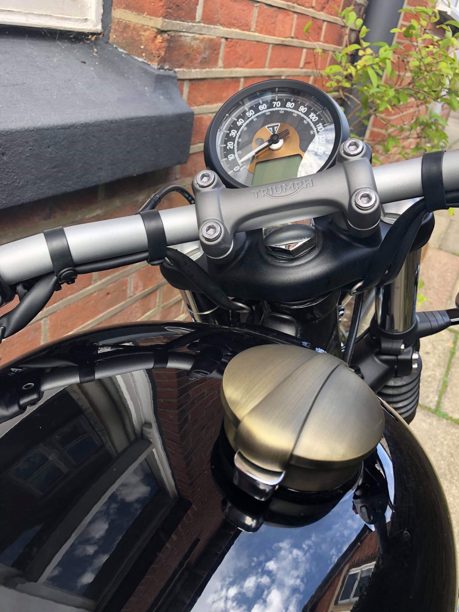 Monza Fuel Cap Kit for Triumph and HD - Brass Plate