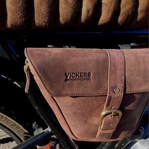 Tobacco Leather Side Panel Bags - Pair