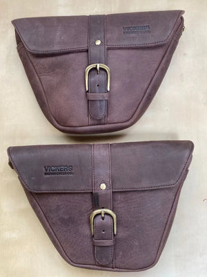 Tobacco Leather Side Panel Bags - Pair