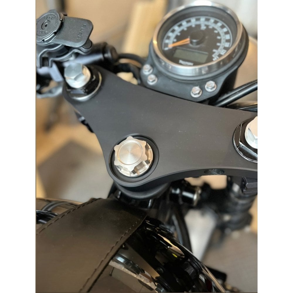 "The Godfather" Top Yoke / Steering Stem TITANIUM Nut - AC - Spun Metal Finish